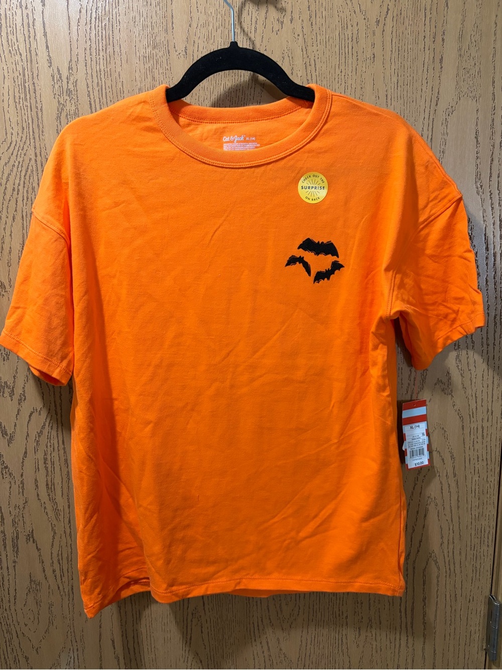 Cat & Jack Girls XL 14 Halloween Bat Graphic Tee Orange NWT